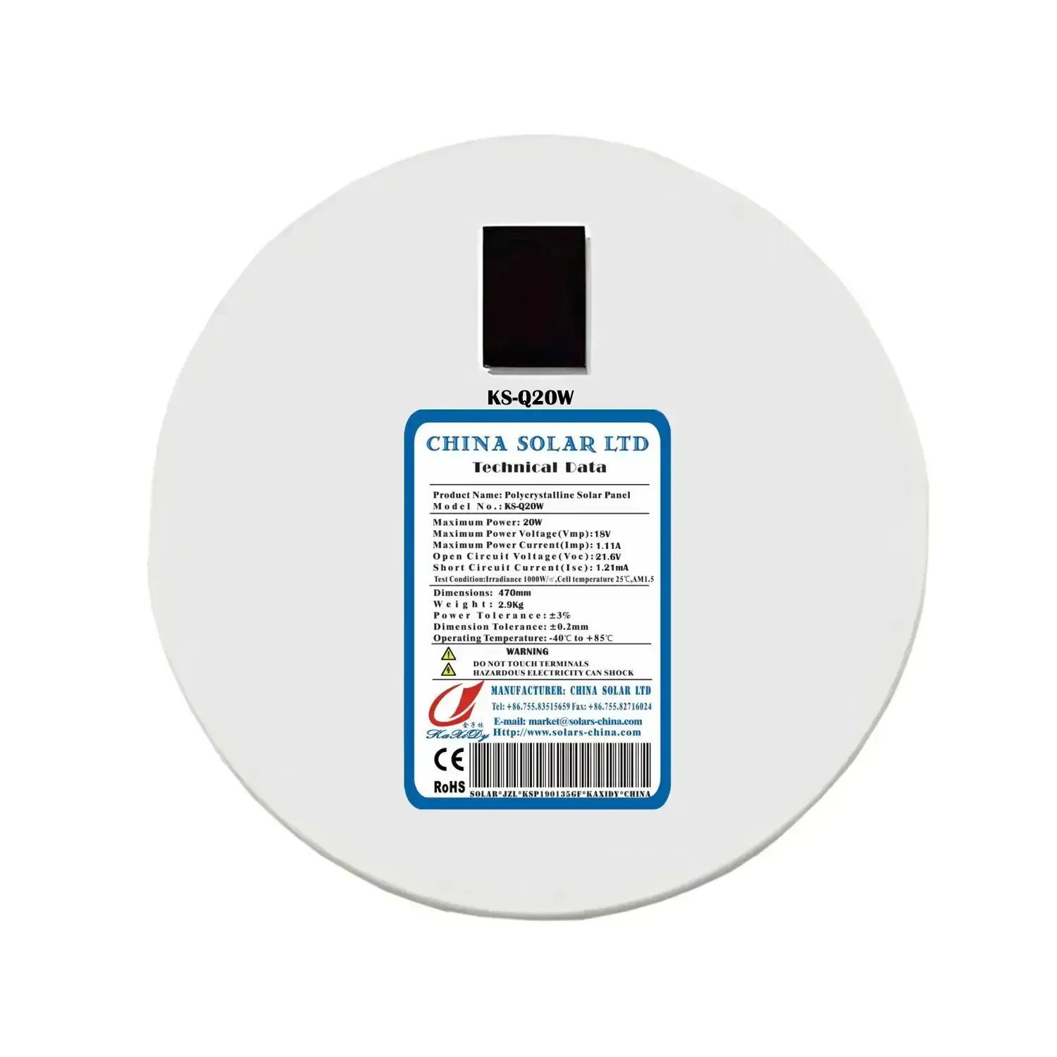 Panneau Solaire Rond 20W